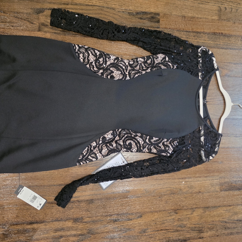 BCX Black Dress with Lace Accents
